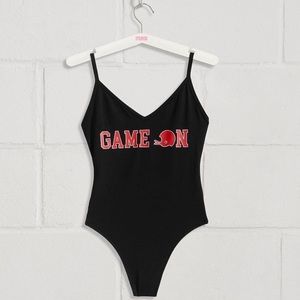 VS PINK Collegiate Collection V-neck Bodysuit